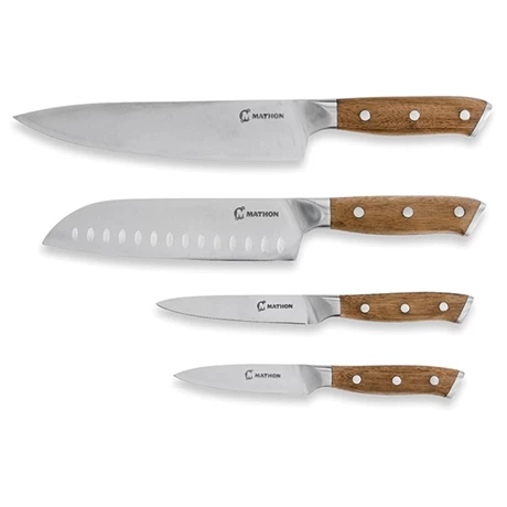 Set De 4 Couteaux Bois D'acacia Et Lame Inox