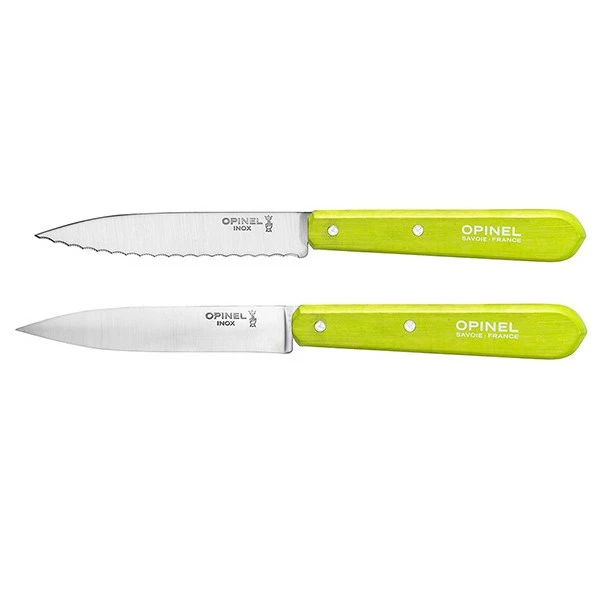 Opinel Set 2 Couteaux Office Lames Lisse Et Crantée 10 Cm Couleur Pomme