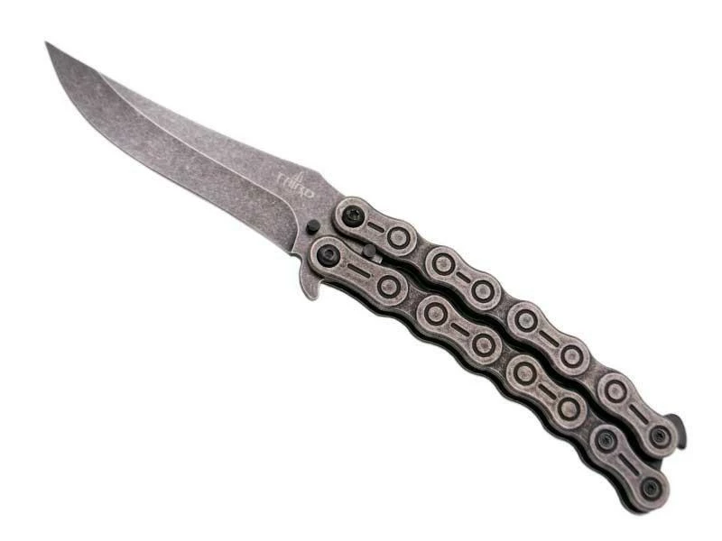 Couteau Papillon THIRD TH.K2819 Chaîne Inox Stonewashed